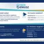 Opis szczegółowy grafiki informacyjnej „Cyber Geniusz Uczeń 2025” — przystosowany dla osób niewidomych, zgodnie z WCAG 2.2: Grafika o charakterze promocyjno-informacyjnym dotyczy konkursu z zakresu cyberbezpieczeństwa dla uczniów szkół ponadpodstawowych. Utrzymana jest w odcieniach niebieskiego, białego i żółtego. Zawiera ikony i tekst podzielony na sekcje z nagłówkami. Poniżej znajduje się szczegółowy opis każdej części: Nagłówek główny (w lewym górnym rogu): Tekst pogrubiony dużą czcionką: „Uczniu, cyberświat czeka!” Opis: Konkurs Cyber Geniusz Uczeń 2025 to wyjątkowe wyzwanie, które pozwoli Ci sprawdzić swoje umiejętności w zakresie cyberbezpieczeństwa. Rozwiąż zadania, zmierz się z testem wiedzy i pokaż, że potrafisz bezpiecznie poruszać się w cyfrowym świecie. Obok tekstu znajduje się żółto-niebieska ikona przedstawiająca stylizowaną postać robota ze schematem sieci w tle. Sekcja: Co musisz wiedzieć? (prawa górna część): Obok znajduje się ikona żarówki na niebieskim tle, symbolizująca pomysł lub wiedzę. Tekst: Rejestracja: Poznaj zasady na cyber.wib.edu.pl/test-wiedzy Czas trwania: Konkurs trwa od 2 do 29 czerwca 2025. Dla kogo: Dla uczniów szkół ponadpodstawowych Sekcja: Zasady konkursu (lewa dolna część – niebieskie tło): Obok nagłówka znajduje się niebiesko-biała ikona stylizowanego mózgu z połączeniami – symbolizująca myślenie, analizę. Opis zasad: I część – zadania grywalizacyjne (punkty za rozwiązania) II część – test końcowy (liczba poprawnych odpowiedzi i czas rozwiązania) O zwycięstwie decyduje suma punktów zdobytych w dwóch częściach konkursowych Sekcja: Co możesz wygrać? (prawa dolna część – niebieskie tło): Obok tekstu znajduje się żółto-niebieska ikona przedstawiająca rękę trzymającą trofeum. Nagrody: Dla trzech finalistów konkursu – nagrody pieniężne, a dla pozostałych najlepszych uczestników – nagrody niepieniężne. I miejsce – 1000 zł II miejsce – 800 zł III miejsce – 600 zł Obok listy nagród, w prawym dolnym rogu, znajduje się kod QR (czarno-biały), do zeskanowania telefonem, który prowadzi na stronę konkursu. Dolny pasek (na całej szerokości grafiki): Na białym tle, na środku, umieszczony jest tekst: „Wejdź do GRY na cybergeniusz.edu.pl!” Obok widoczna jest żółta strzałka wskazująca na kod QR.