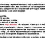 Grafika informacyjna na jasnoszarym tle z czarnym tekstem przedstawia wyniki matury międzynarodowej IB (IBDP) uczniów szkoły. Podano 100% zdawalności, średni wynik 38,70 punktu oraz najwyższy wynik 44 na 45 punktów, uzyskany przez Judytę Michałek (imię i nazwisko wyróżniono czerwonym kolorem). Dodatkowo wskazano, że 10 uczniów zdobyło co najmniej 40 punktów, a 11 uczniów otrzymało najwyższą ocenę A za pracę badawczą Extended Essay. Grafika kończy się gratulacjami dla absolwentów.